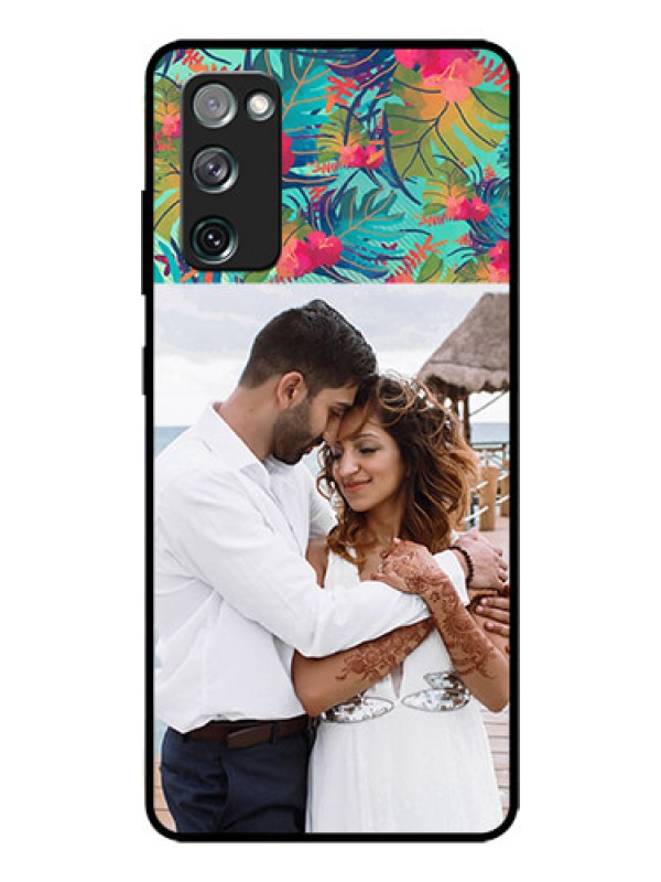 Custom Galaxy S20 Fe Photo Printing on Glass Case  - Watercolor Floral Design