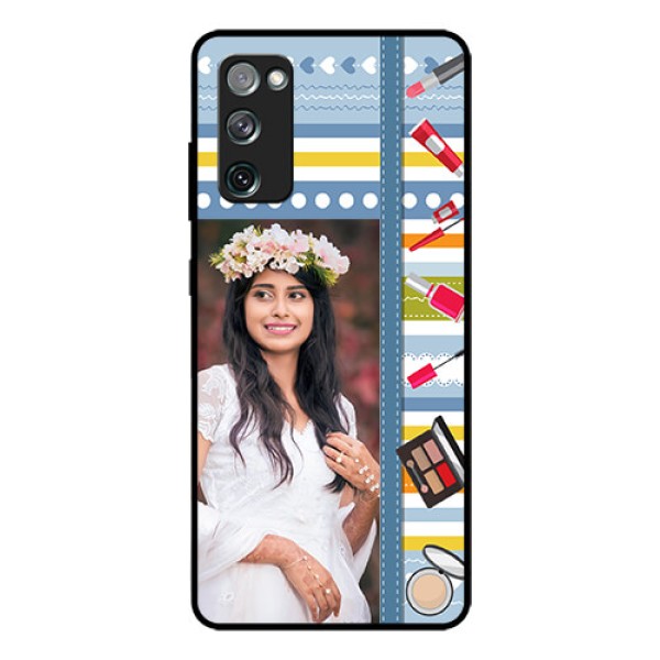 Galaxy S20 Fe Personalized Glass Phone Case  - Makeup Icons Design