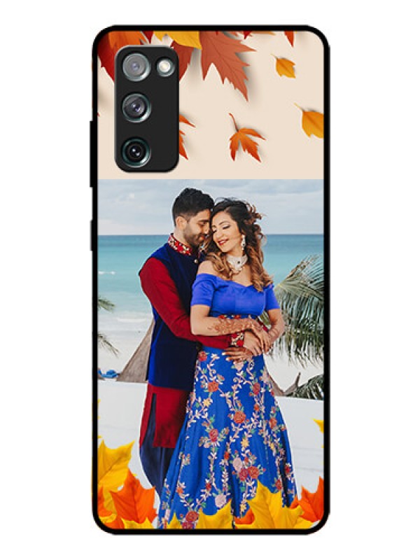 Custom Galaxy S20 Fe Photo Printing on Glass Case  - Autumn Maple Leaves Design