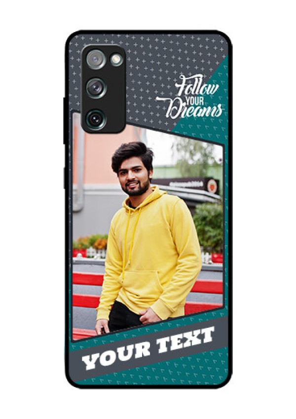 Galaxy S20 Fe Personalized Glass Phone Case  - Background Pattern Design with Quote