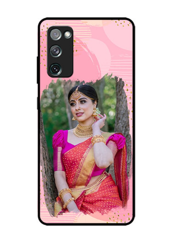 Galaxy S20 Fe Personalized Glass Phone Case  - Gold Glitter Splash Design