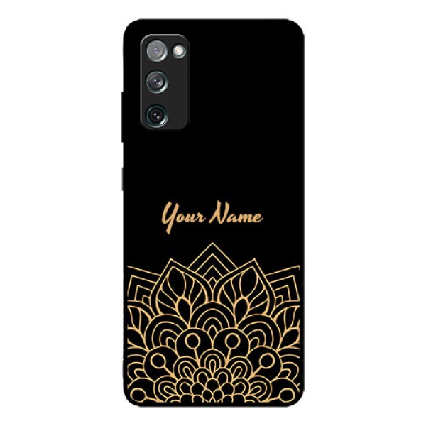 Galaxy S20 FE Custom Glass Phone Case - Golden mandala Design