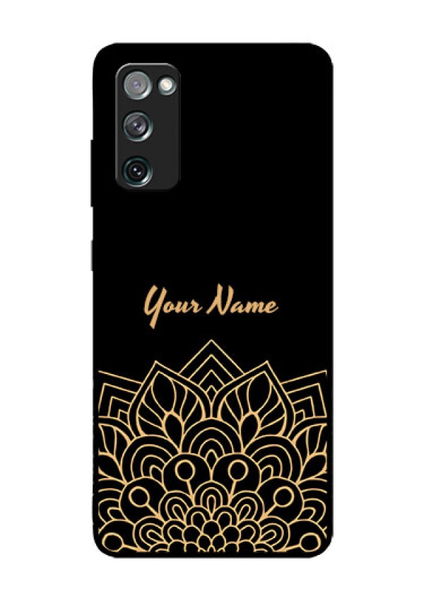 Galaxy S20 FE Custom Glass Phone Case - Golden mandala Design