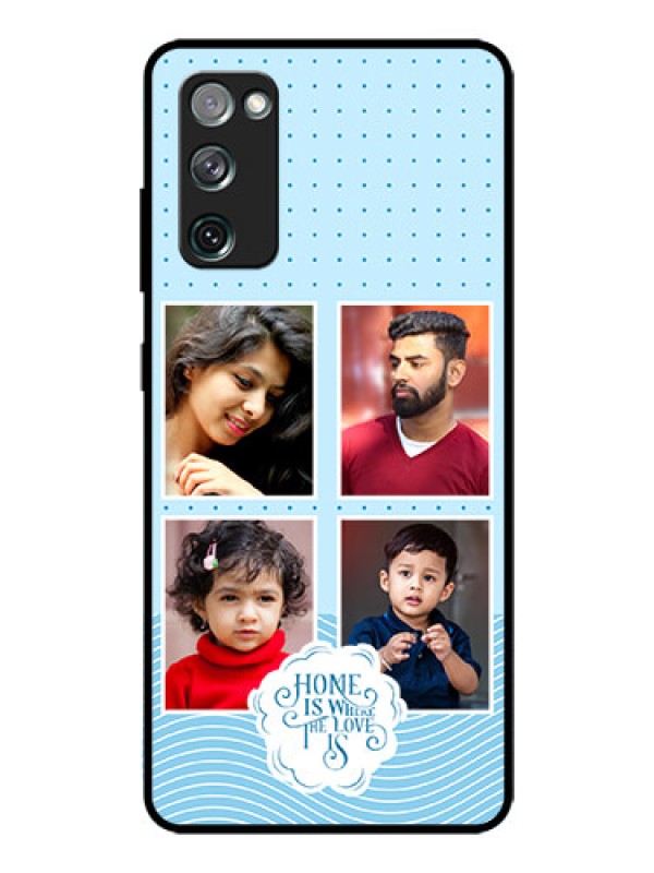 Custom Galaxy S20 FE Custom Glass Phone Case - Cute love quote with 4 pic upload Design
