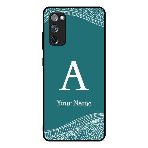 Galaxy S20 FE Personalized Glass Phone Case - line art pattern with custom name Design Galaxy S20 FE Personalized Glass Phone Case - line art pattern with custom name Design