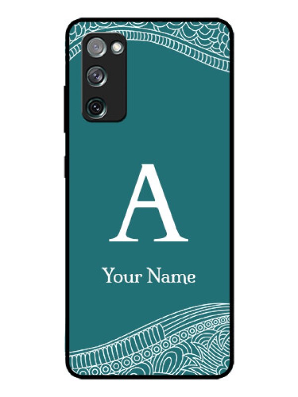 Custom Galaxy S20 FE Personalized Glass Phone Case - line art pattern with custom name Design