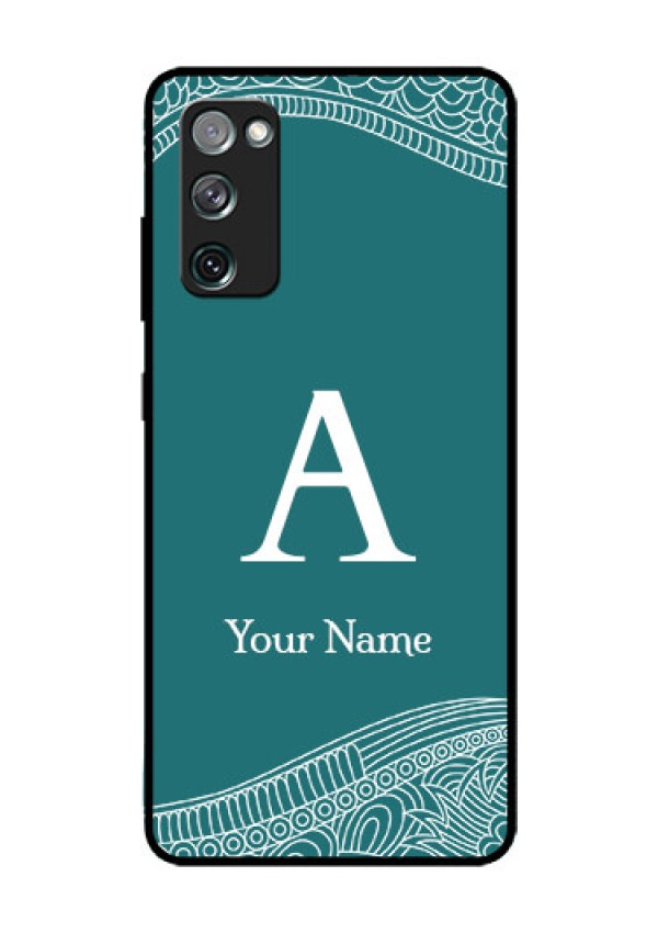 Galaxy S20 FE Personalized Glass Phone Case - line art pattern with custom name Design