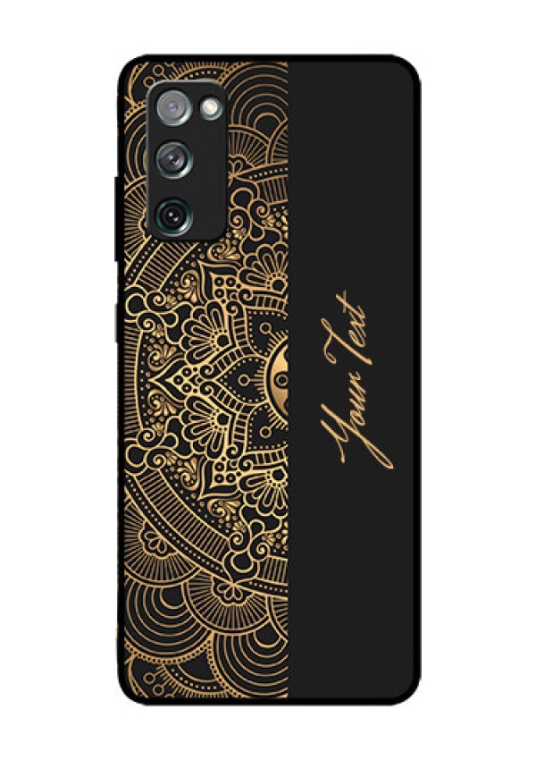 Galaxy S20 FE Photo Printing on Glass Case - Mandala art with custom text Design
