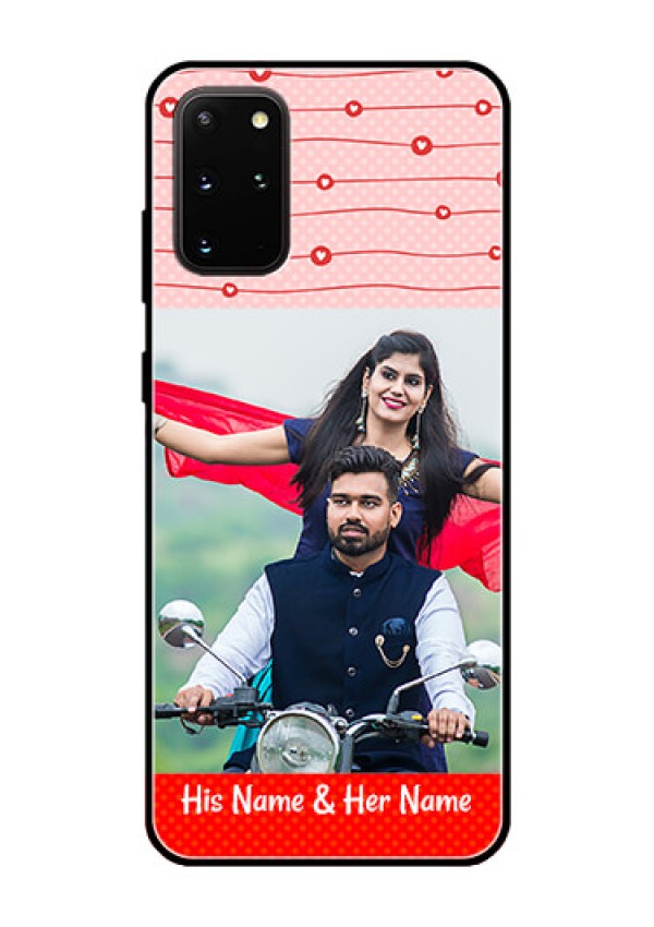 Galaxy S20 Plus Personalized Glass Phone Case  - Red Pattern Case Design