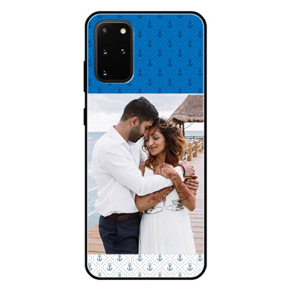 Galaxy S20 Plus Photo Printing on Glass Case - Blue Anchors Design Galaxy S20 Plus Photo Printing on Glass Case - Blue Anchors Design