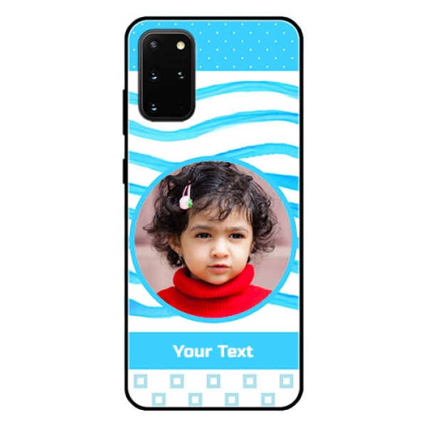 Galaxy S20 Plus Custom Glass Phone Case  - Simple Blue Case Design