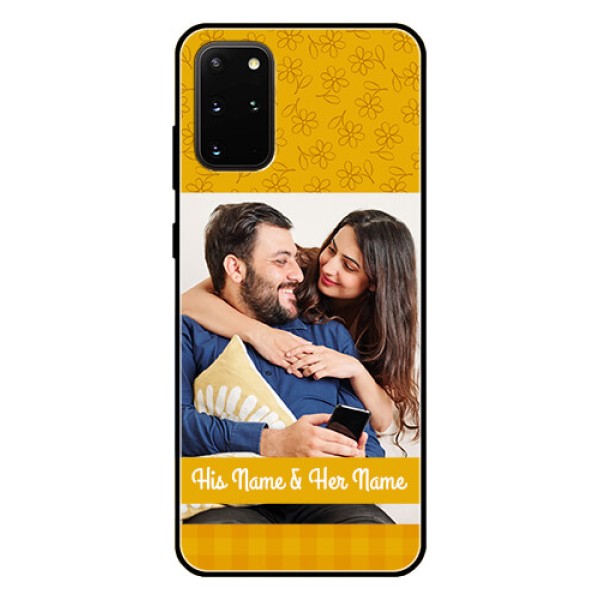 Galaxy S20 Plus Custom Glass Mobile Case - Yellow Floral Design Galaxy S20 Plus Custom Glass Mobile Case - Yellow Floral Design