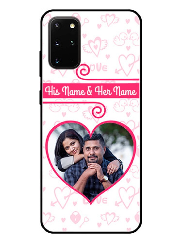 Custom Galaxy S20 Plus Personalized Glass Phone Case  - Heart Shape Love Design