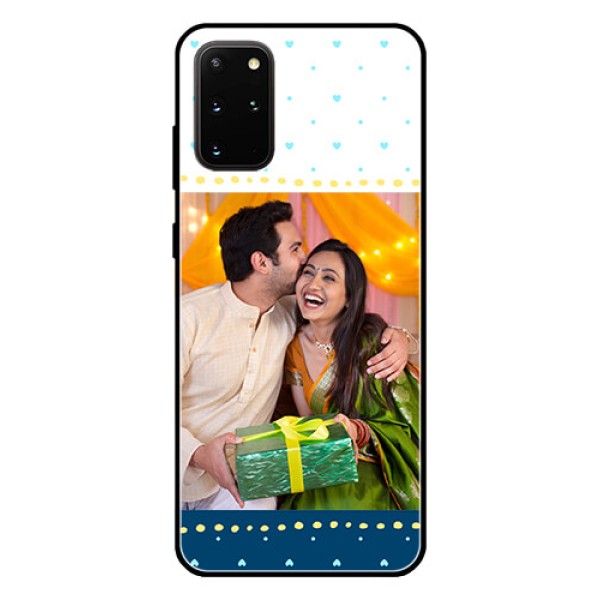 Galaxy S20 Plus Personalized Glass Phone Case - White and Blue Abstract Design Galaxy S20 Plus Personalized Glass Phone Case - White and Blue Abstract Design
