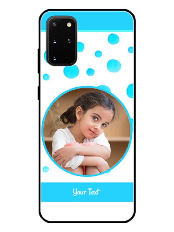 Custom Galaxy S20 Plus Photo Printing on Glass Case  - Blue Bubbles Pattern Design