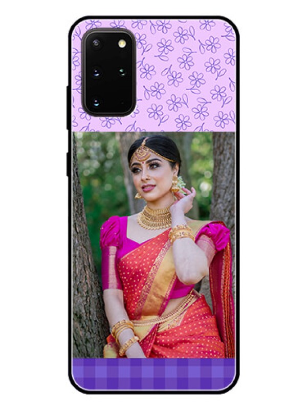 Custom Galaxy S20 Plus Custom Glass Phone Case  - Purple Floral Design