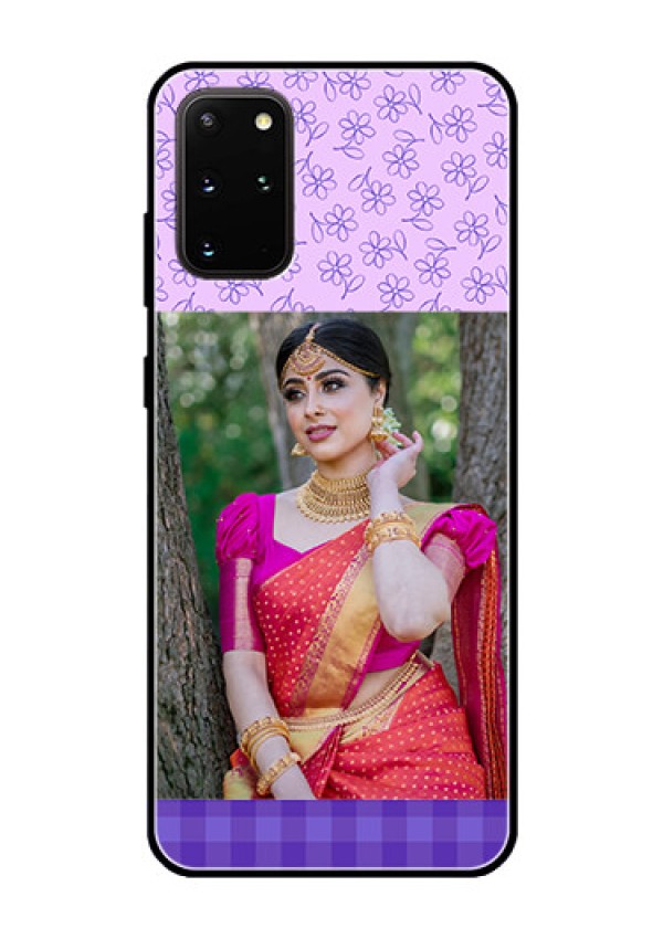 Galaxy S20 Plus Custom Glass Phone Case  - Purple Floral Design