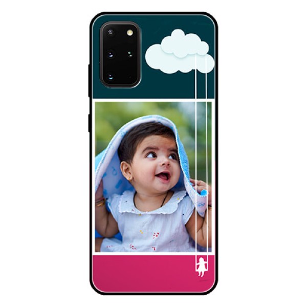 Galaxy S20 Plus Custom Glass Phone Case  - Cute Girl with Cloud Design