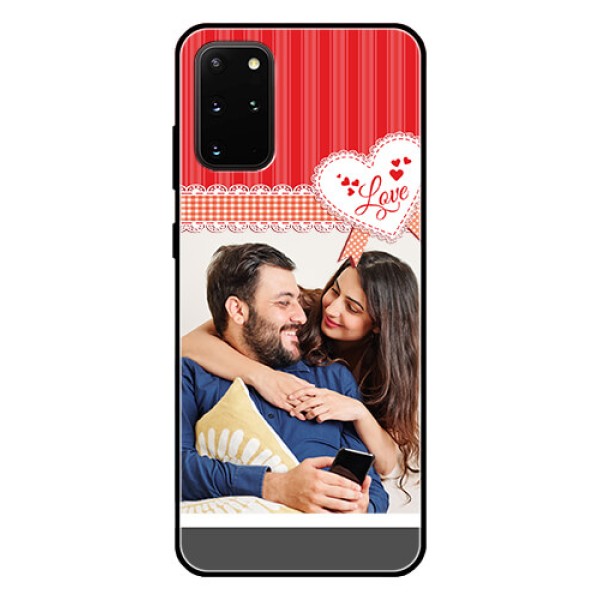 Galaxy S20 Plus Custom Glass Mobile Case  - Red Love Pattern Design