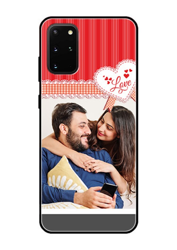 Galaxy S20 Plus Custom Glass Mobile Case  - Red Love Pattern Design