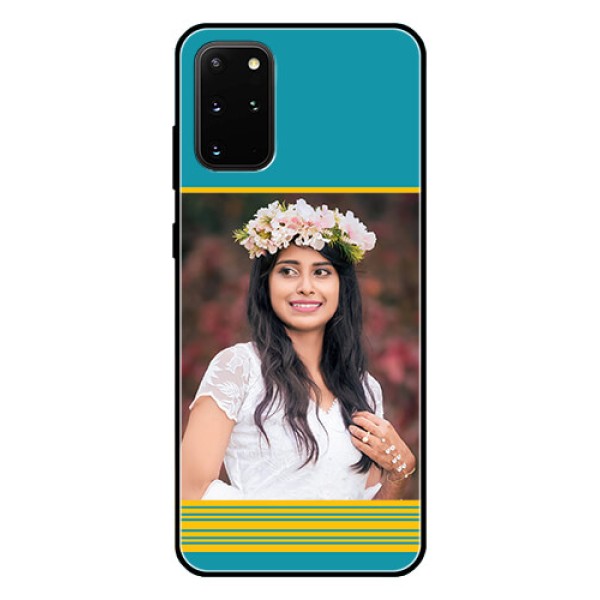 Galaxy S20 Plus Custom Glass Phone Case  - Yellow & Blue Design 