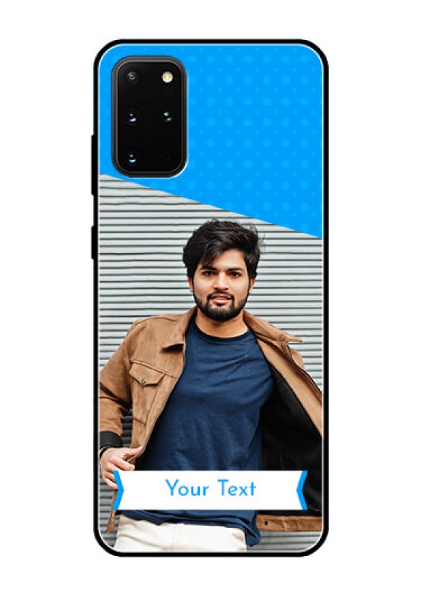 Galaxy S20 Plus Photo Printing on Glass Case  - Simple Blue Color Design