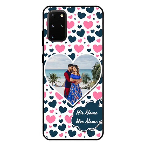 Galaxy S20 Plus Custom Glass Phone Case - Pink & Blue Heart Design Galaxy S20 Plus Custom Glass Phone Case - Pink & Blue Heart Design