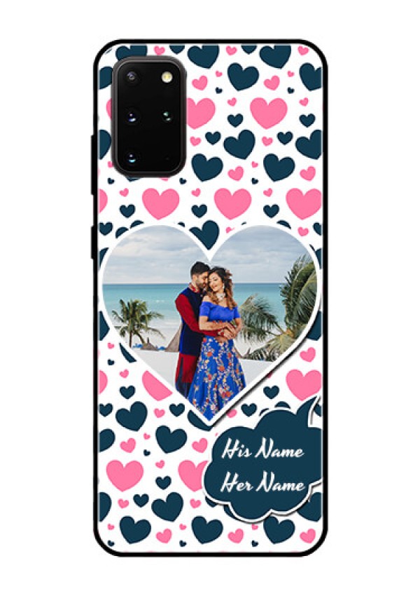 Galaxy S20 Plus Custom Glass Phone Case  - Pink & Blue Heart Design