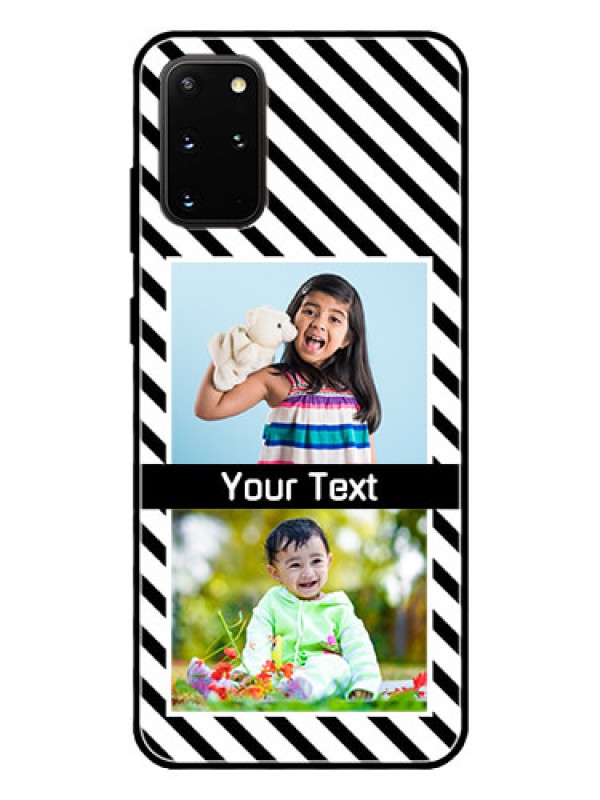 Custom Galaxy S20 Plus Photo Printing on Glass Case  - Black And White Stripes Design