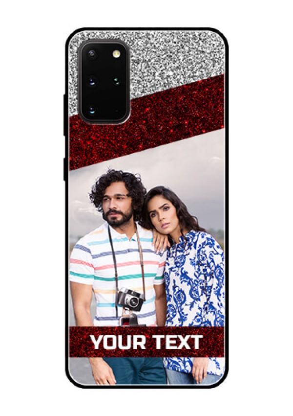 Galaxy S20 Plus Personalized Glass Phone Case  - Image Holder with Glitter Strip Design