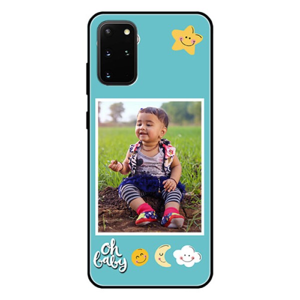 Galaxy S20 Plus Personalized Glass Phone Case  - Smiley Kids Stars Design