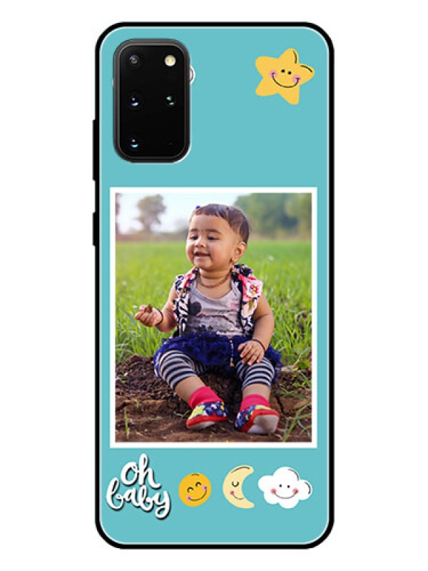 Custom Galaxy S20 Plus Personalized Glass Phone Case  - Smiley Kids Stars Design