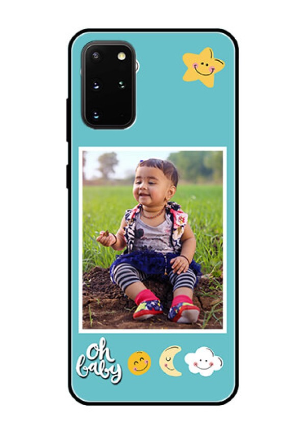Galaxy S20 Plus Personalized Glass Phone Case  - Smiley Kids Stars Design