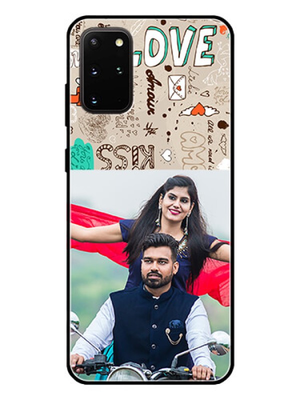 Custom Galaxy S20 Plus Custom Glass Phone Case  - Love Doodle Pattern 