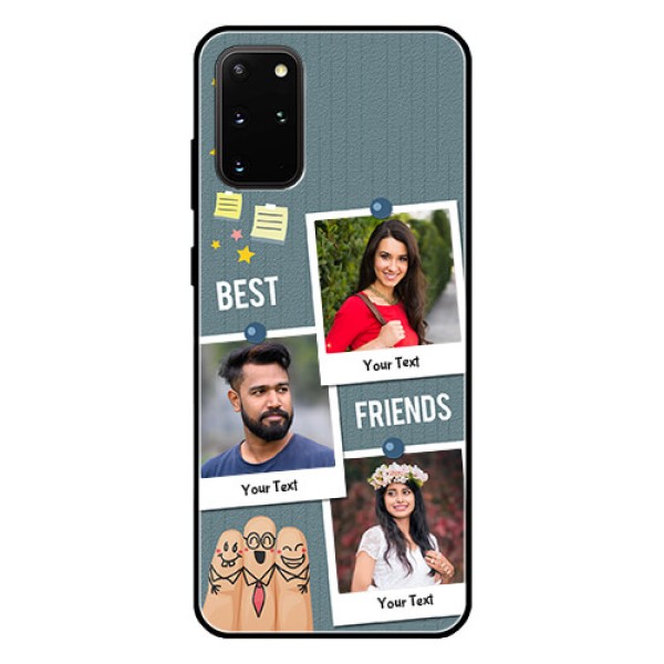 Galaxy S20 Plus Personalized Glass Phone Case - Sticky Frames and Friendship Design Galaxy S20 Plus Personalized Glass Phone Case - Sticky Frames and Friendship Design