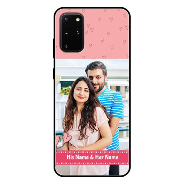 Galaxy S20 Plus Personalized Glass Phone Case  - Love Design Peach Color