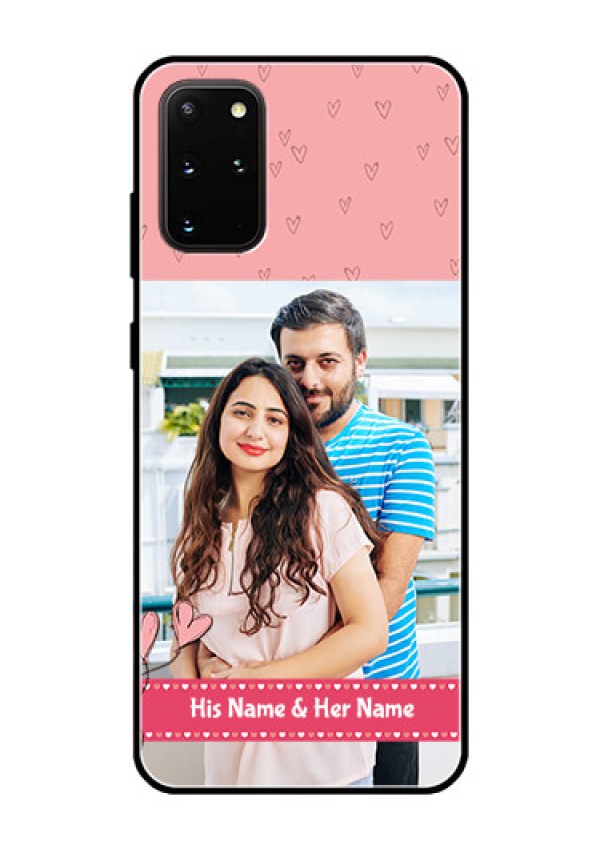 Galaxy S20 Plus Personalized Glass Phone Case  - Love Design Peach Color