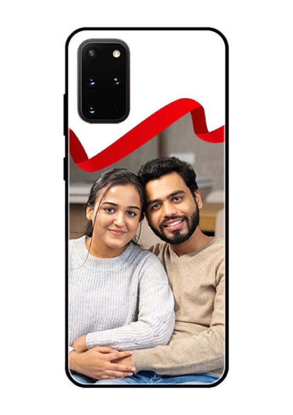 Galaxy S20 Plus Photo Printing on Glass Case  - Red Ribbon Frame Design