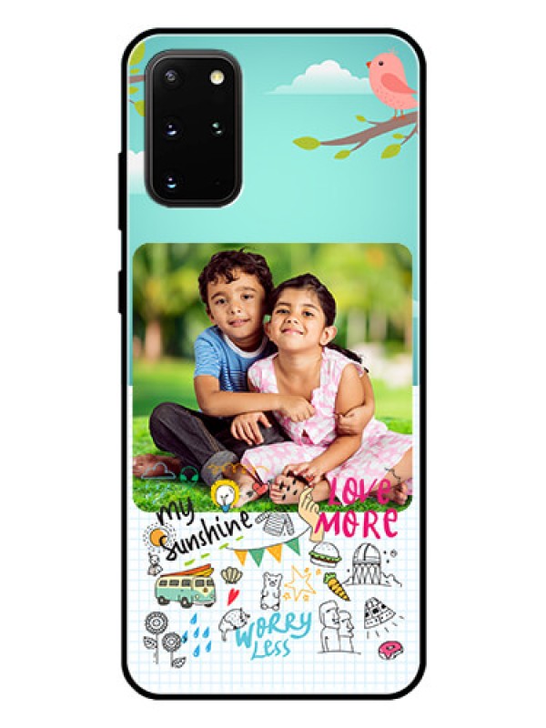 Custom Galaxy S20 Plus Photo Printing on Glass Case  - Doodle love Design