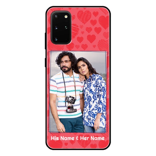 Galaxy S20 Plus Photo Printing on Glass Case - with Red Heart Symbols Design Galaxy S20 Plus Photo Printing on Glass Case - with Red Heart Symbols Design