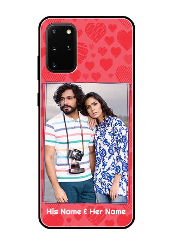 Galaxy S20 Plus Photo Printing on Glass Case  - with Red Heart Symbols Design