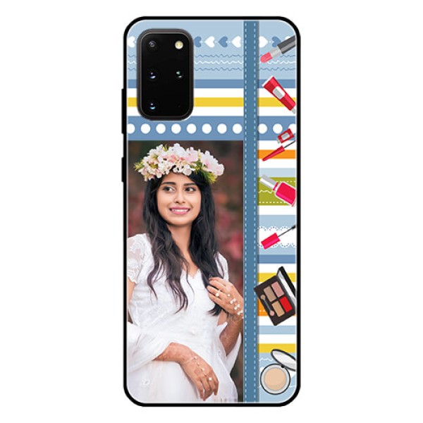 Galaxy S20 Plus Personalized Glass Phone Case - Makeup Icons Design Galaxy S20 Plus Personalized Glass Phone Case - Makeup Icons Design
