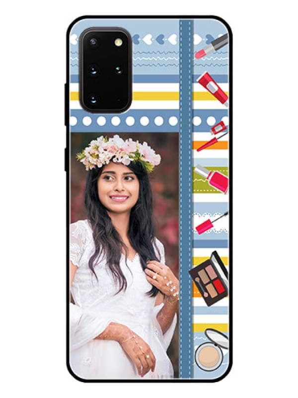 Custom Galaxy S20 Plus Personalized Glass Phone Case  - Makeup Icons Design