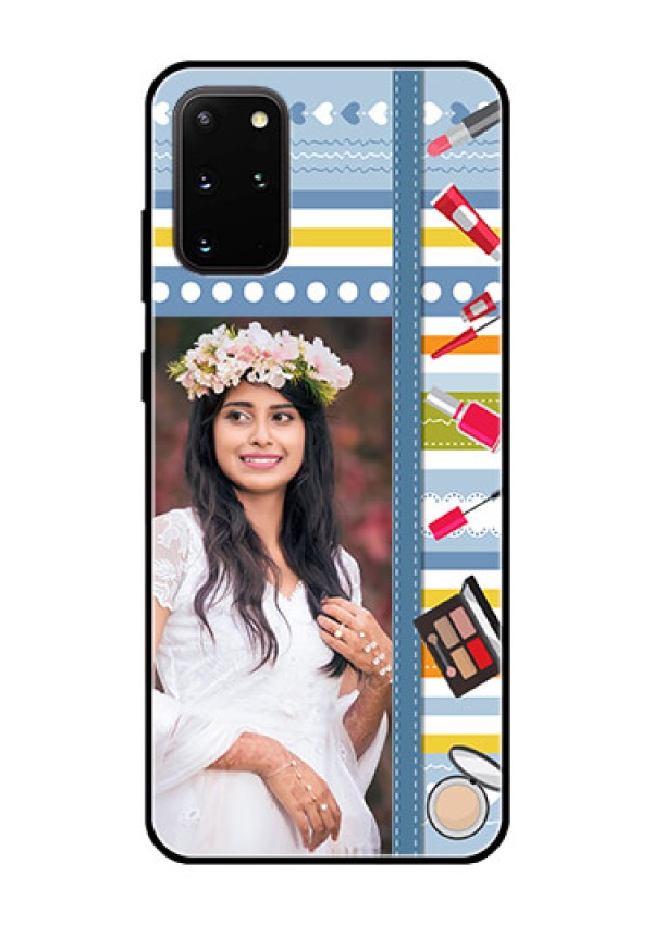 Galaxy S20 Plus Personalized Glass Phone Case  - Makeup Icons Design