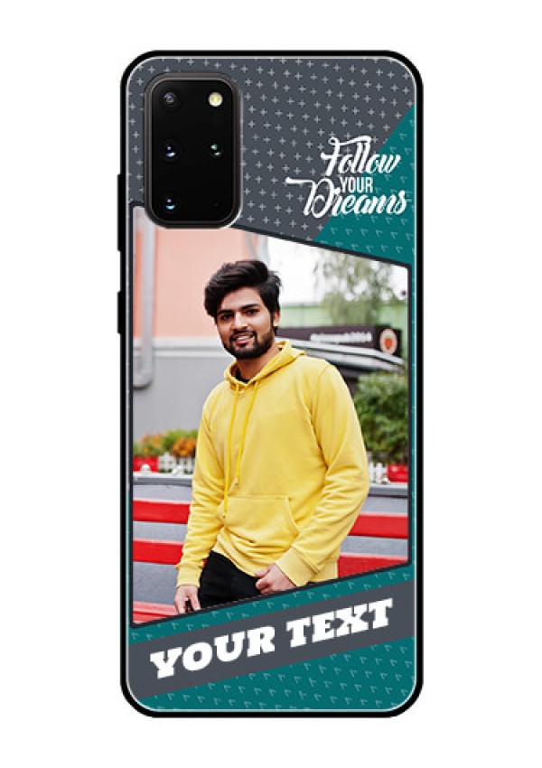 Galaxy S20 Plus Personalized Glass Phone Case  - Background Pattern Design with Quote