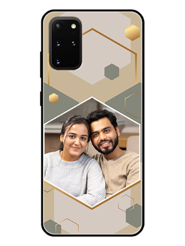 Custom Galaxy S20 Plus Photo Printing on Glass Case - Stylish Hexagon Pattern Design