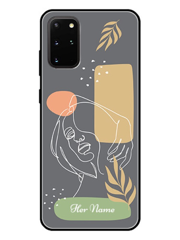Custom Galaxy S20 Plus Custom Glass Phone Case - Gazing Woman line art Design