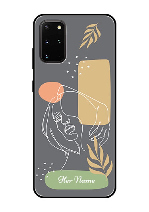 Galaxy S20 Plus Custom Glass Phone Case - Gazing Woman line art Design