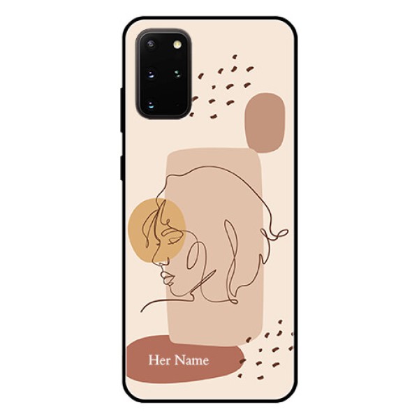 Galaxy S20 Plus Photo Printing on Glass Case - Calm Woman line art Design Galaxy S20 Plus Photo Printing on Glass Case - Calm Woman line art Design