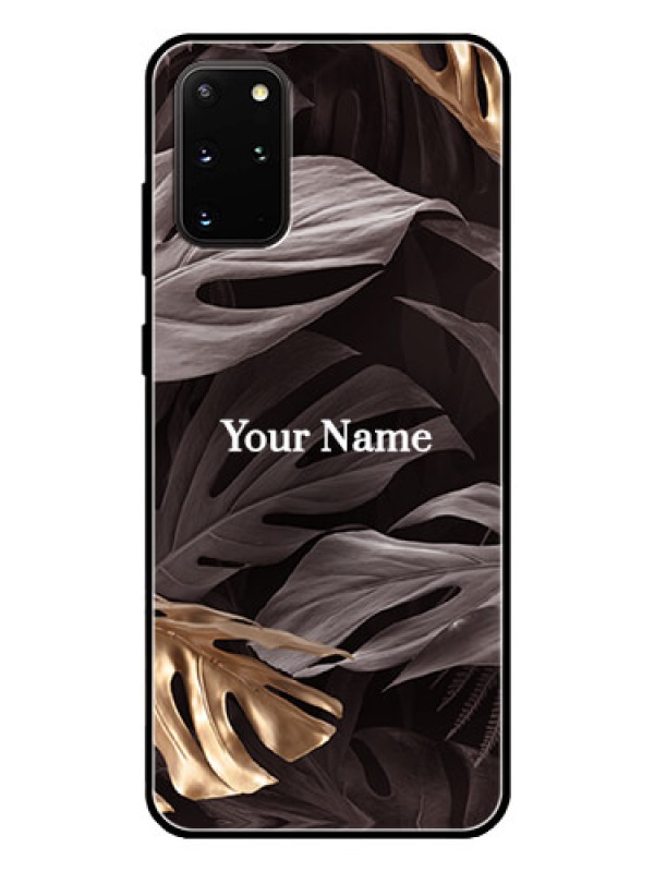 Custom Galaxy S20 Plus Personalised Glass Phone Case - Wild Leaves digital paint Design